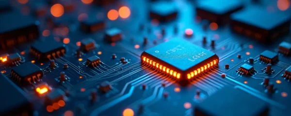 Conceptual image of electrostatic discharge protection in high-tech electronics